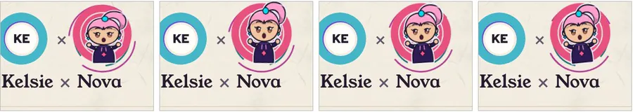 Four frames of Nova in a chat header, wide-eyed and gasping after a message is sent.