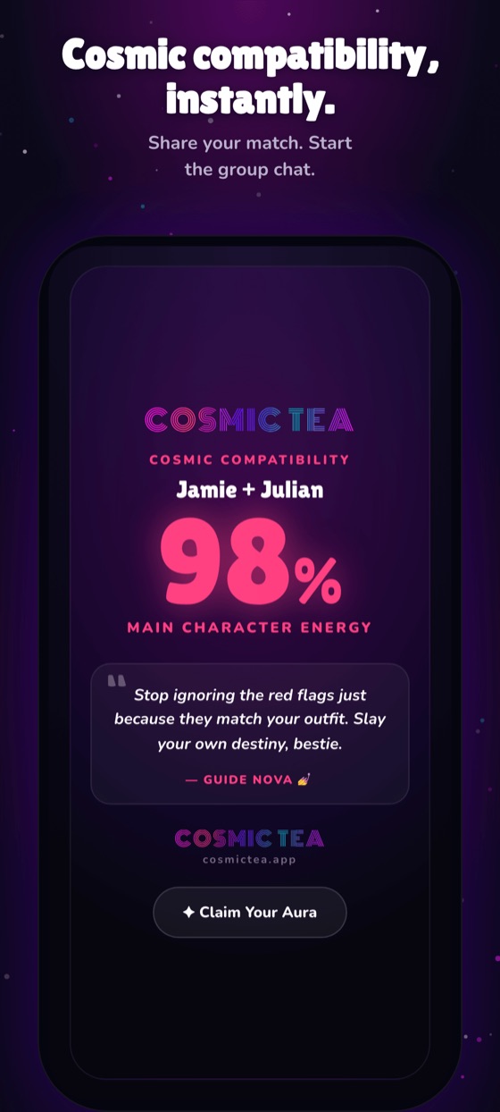 A share card built from a reading, ready to send to the group chat.