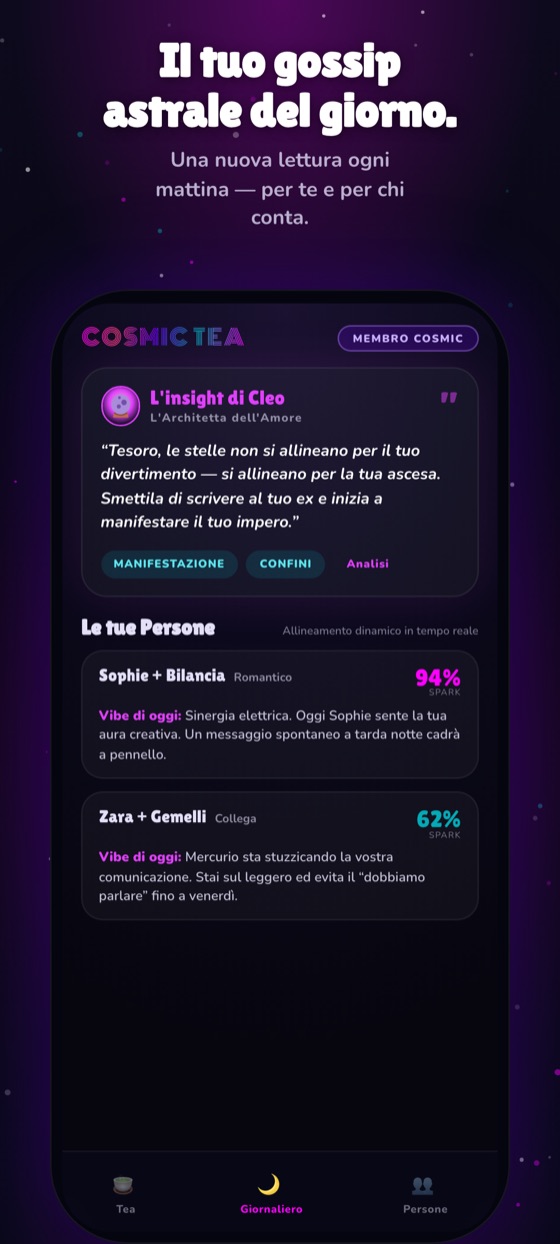 La schermata del Tè del Giorno: i transiti di oggi e cosa significano per te.