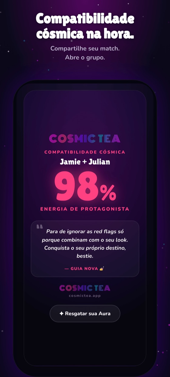 Um card de compartilhar feito a partir de uma leitura, pronto pro grupo.